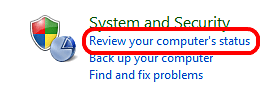 Windows 7 Control Panel, Review Computer Status